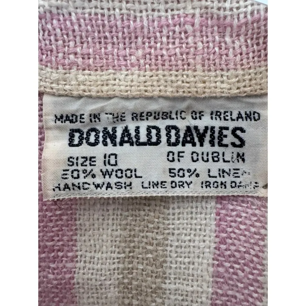1970s Donal Davies Ireland Linen Wool Stripe Shirt Dress Size Small
